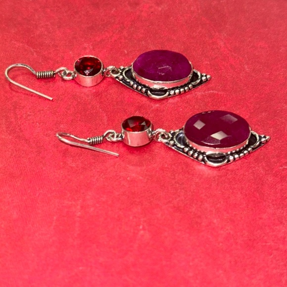 Ruby & Garnet Silver Earrings - Picture 5 of 9